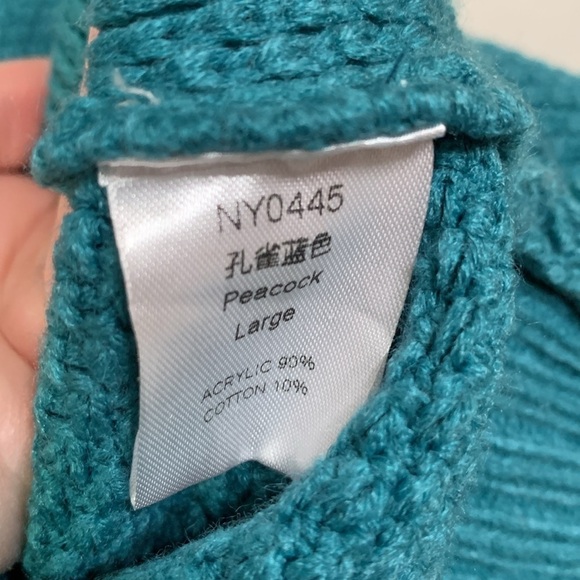Teal Slouchy Oversized Poncho Cardigan Knitted Sweater Size L - Picture 3 of 4
